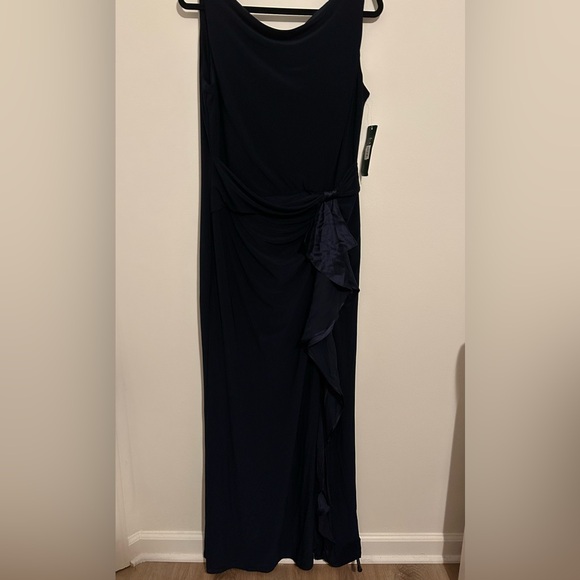 Lauren Ralph Lauren Dresses & Skirts - Lauren Ralph Lauren Evening Gown | Navy Blue | Faux Wrap | Size 16 | NWT | A09